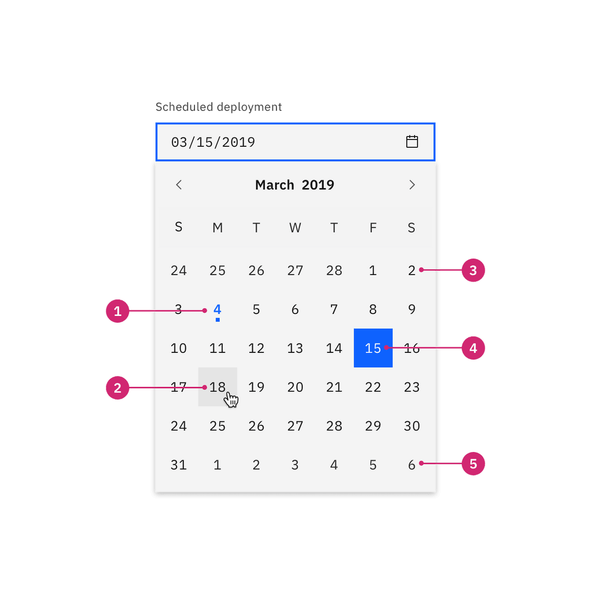 Single date calendar picker